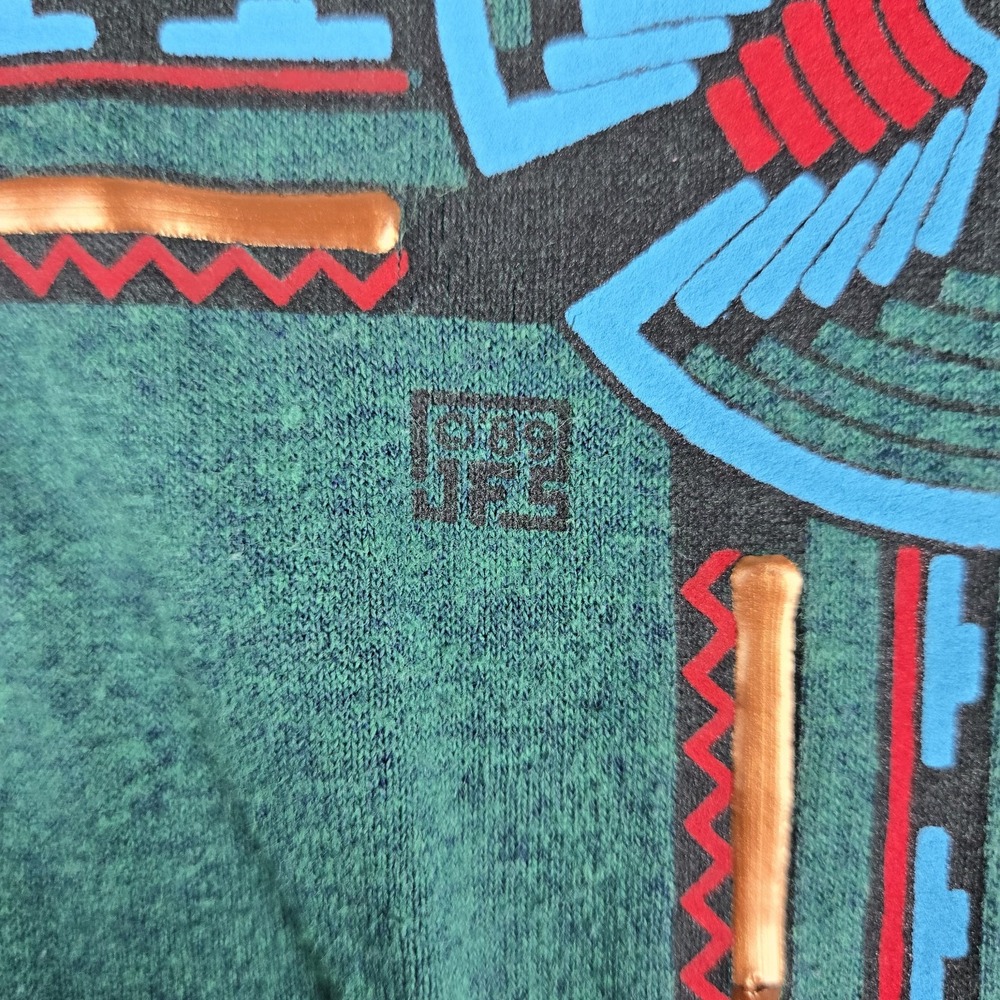 Vintage‎ 1989 (JFS) Southwestern Art Deco Metallic Single Stitch T-Shirt XXL VTG - Picture 3 of 11